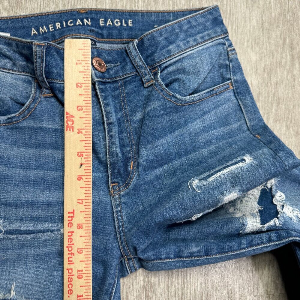 American Eagle Hi Rise Jegging Cropped Jeans Womens 4 Distressed Stretch Denim - Picture 9 of 11